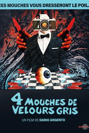 Quatre mouches de velours gris